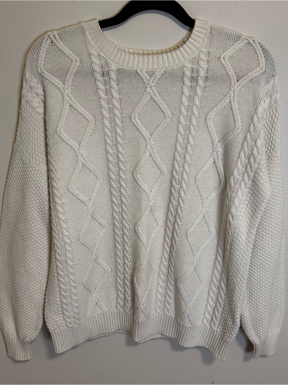 Hollister Cream Cable-Knit Crewneck Sweater